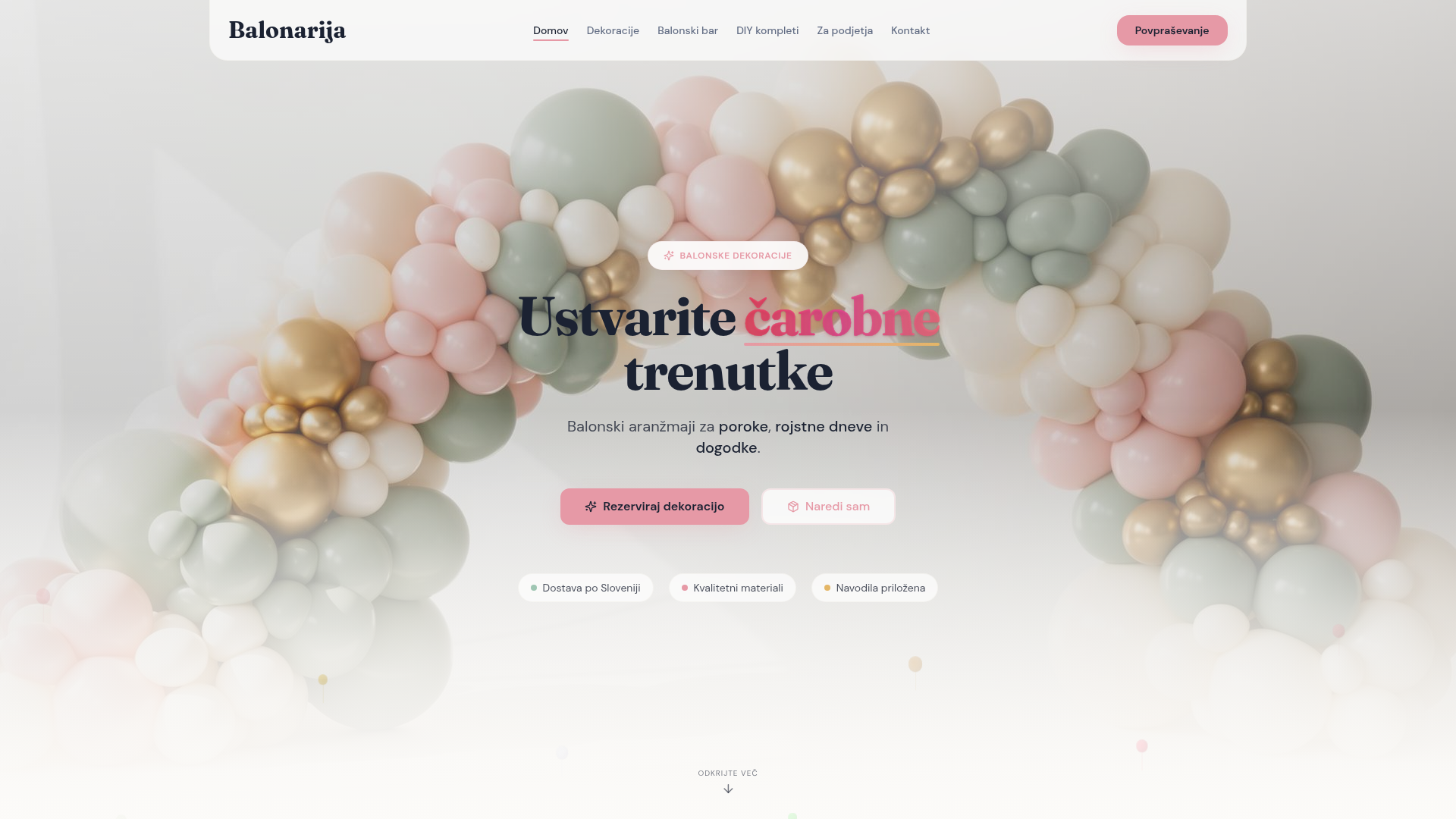 Balonarija — preview spletne strani