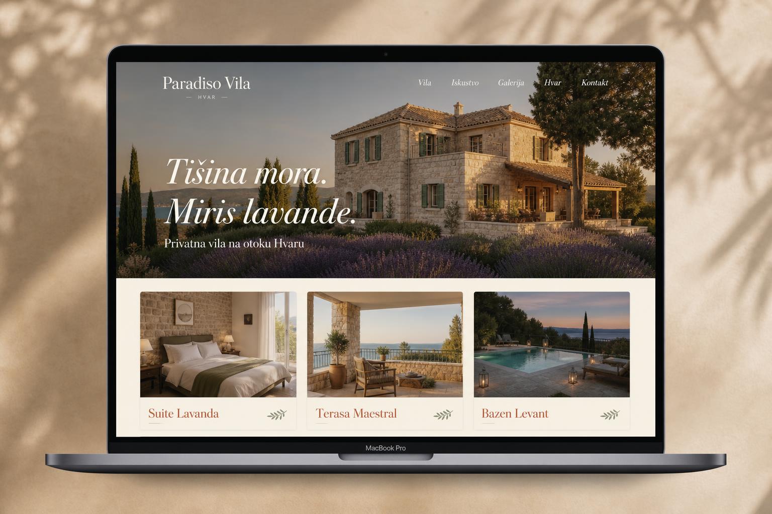 Koncept web stranice za apartman